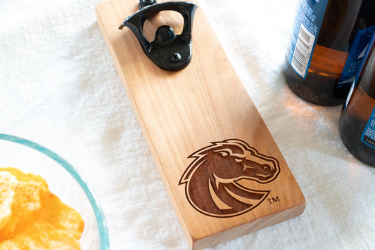 Boise State Broncos Magnetic Bottle Opener on Cherry