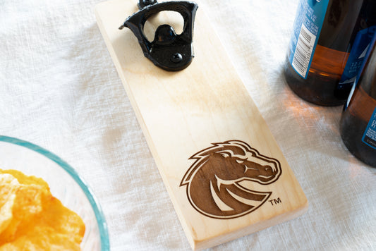Boise State Broncos Magnetic Bottle Opener on Maple