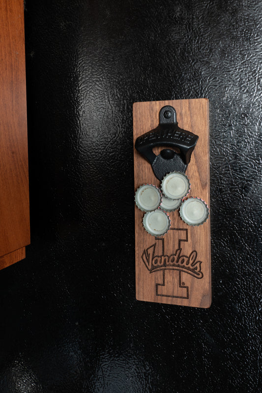 Engraved University of Idaho Vandals Bottle Opener on Walnut