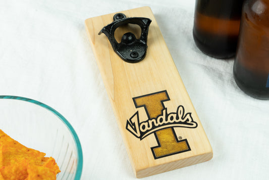 U of I Vandals Bottle Opener with Epoxy Inlay Logo