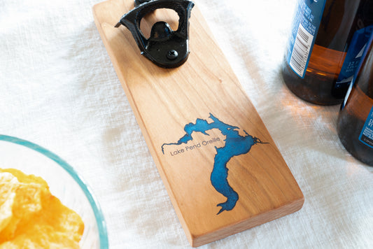 Lake Pend Oreille Magnetic Bottle Opener on Cherry