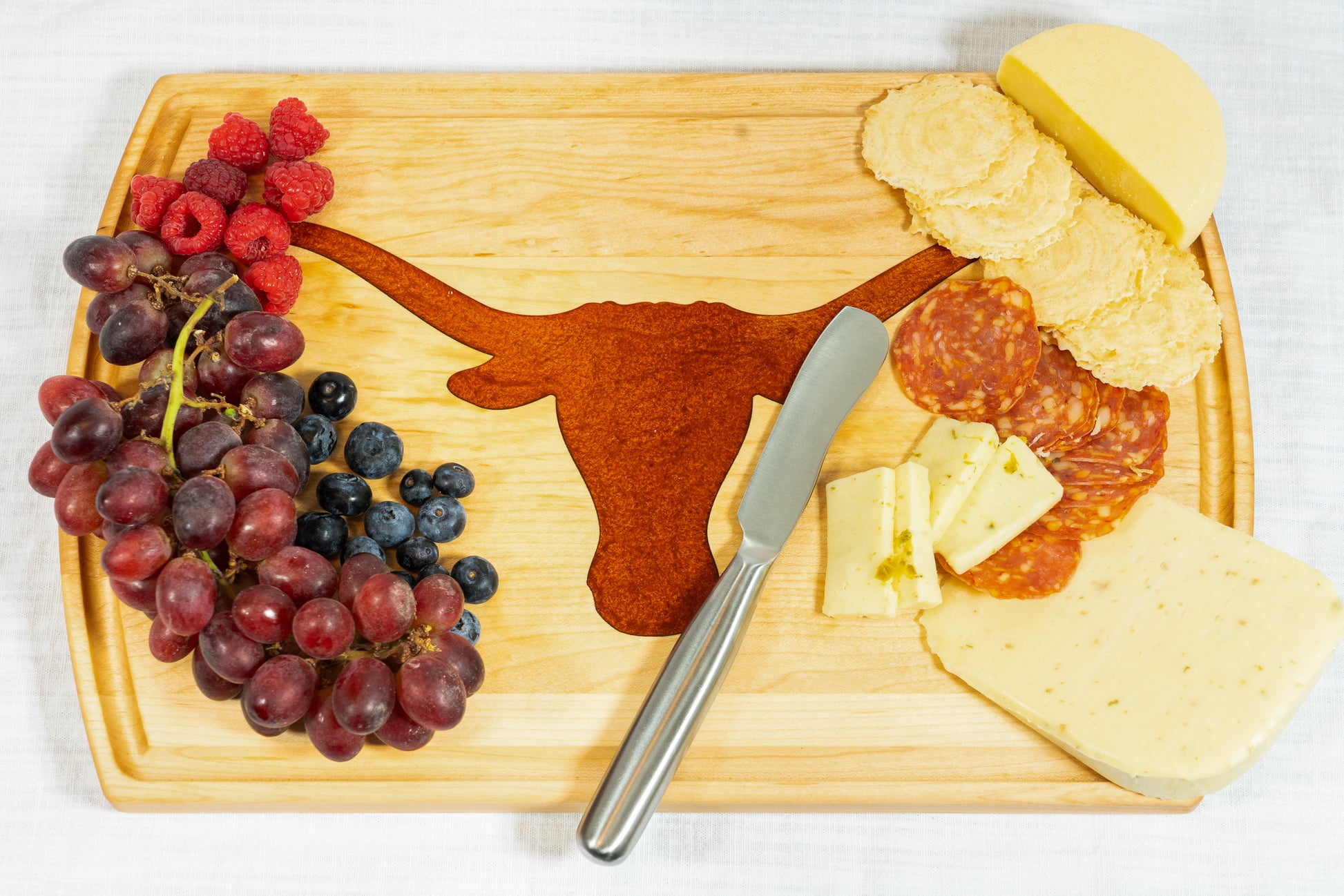 Officially Licensed University of Texas Charcuterie Board on Maple