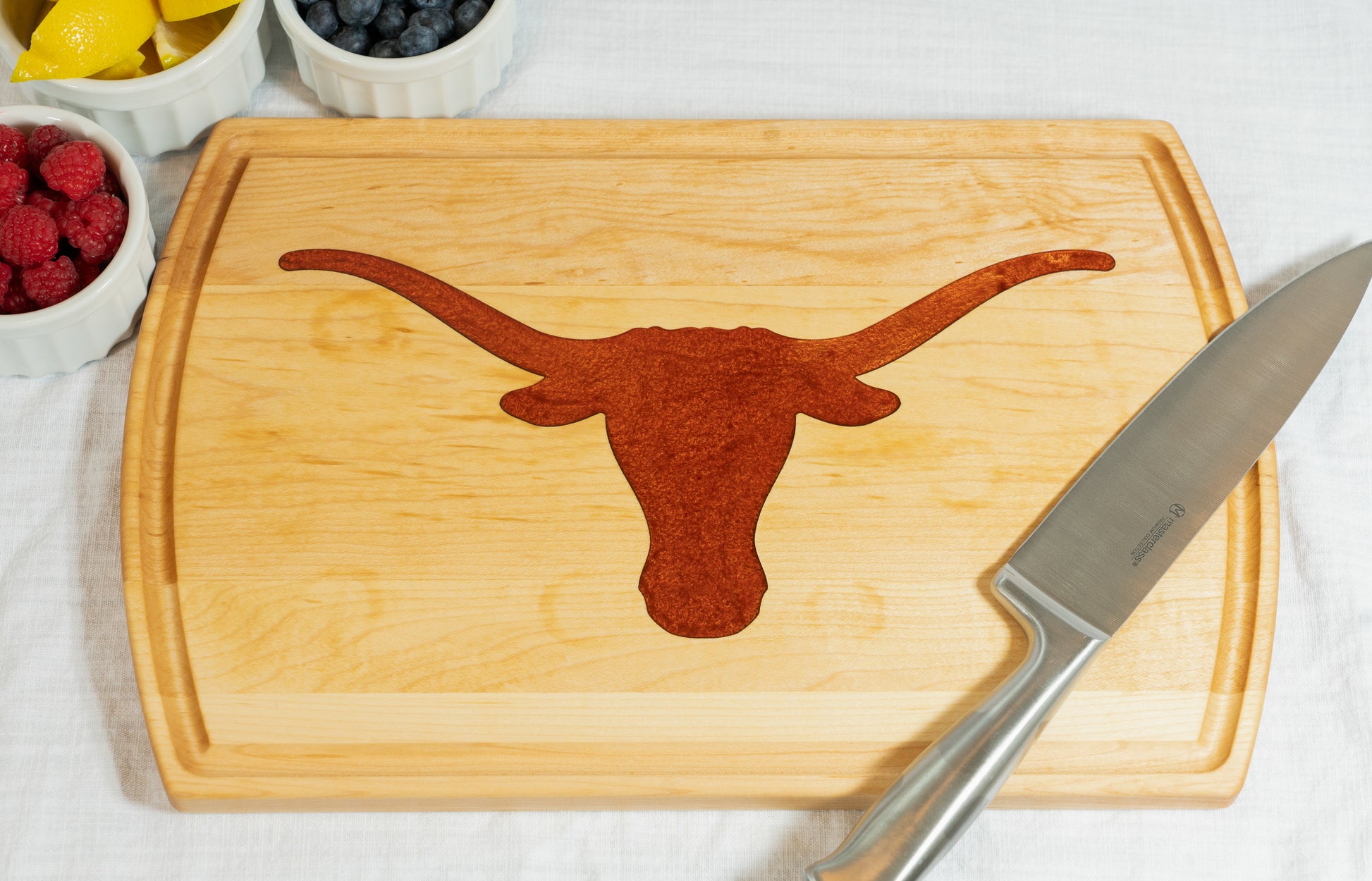 Large Maple Texas Longhorns Cutting Board with Juice Groove