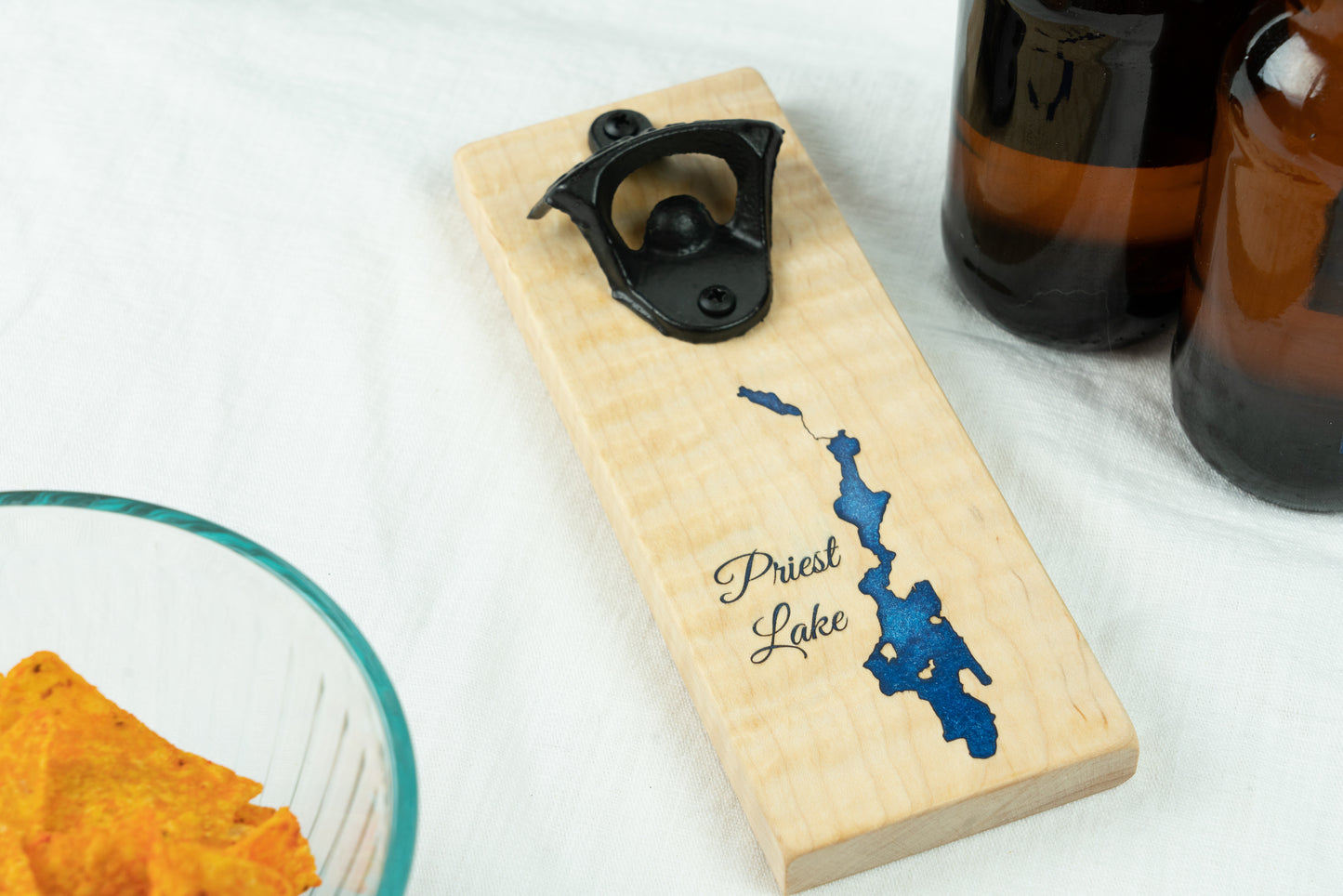 Priest Lake Magnetic Bottle Opener on Maple