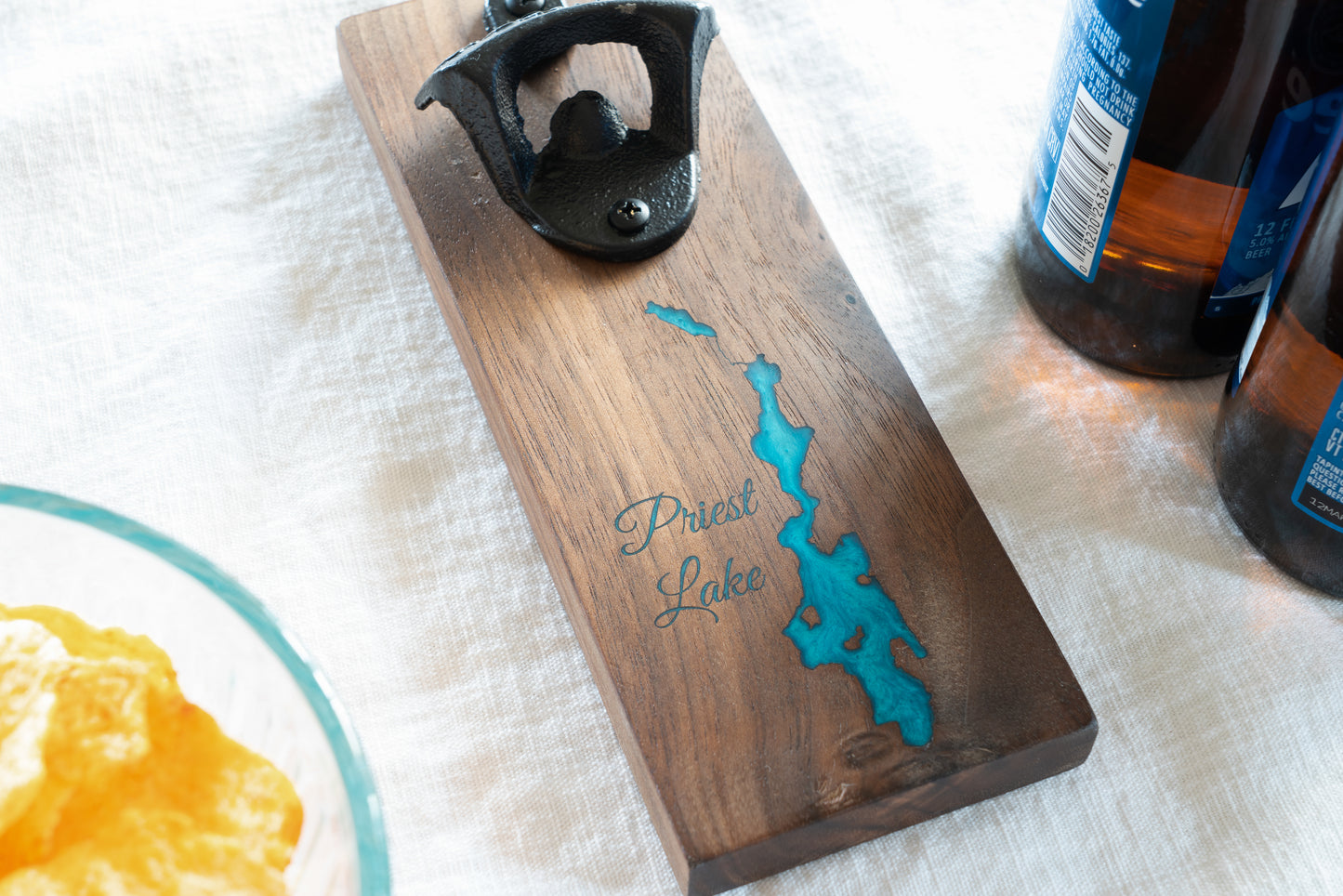 Priest Lake Magnetic Bottle Opener on Walnut