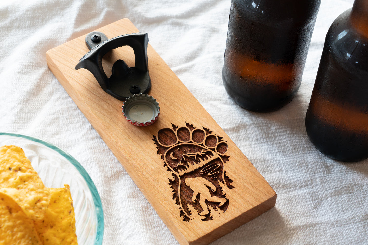 Bigfoot Bottle Opener on Cherry