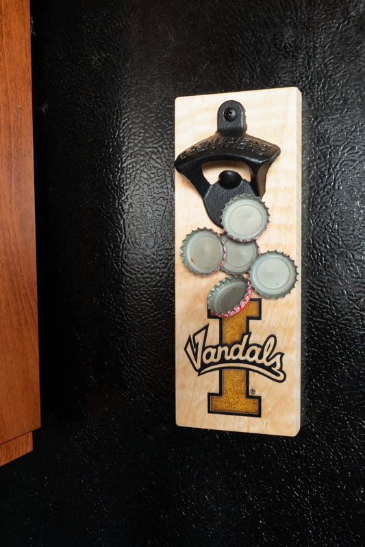 Idaho Vandal Bottle Opener with Magnetic Cap Catcher