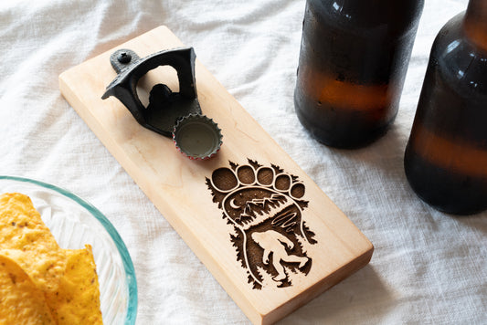 Bigfoot Bottle Opener on Maple