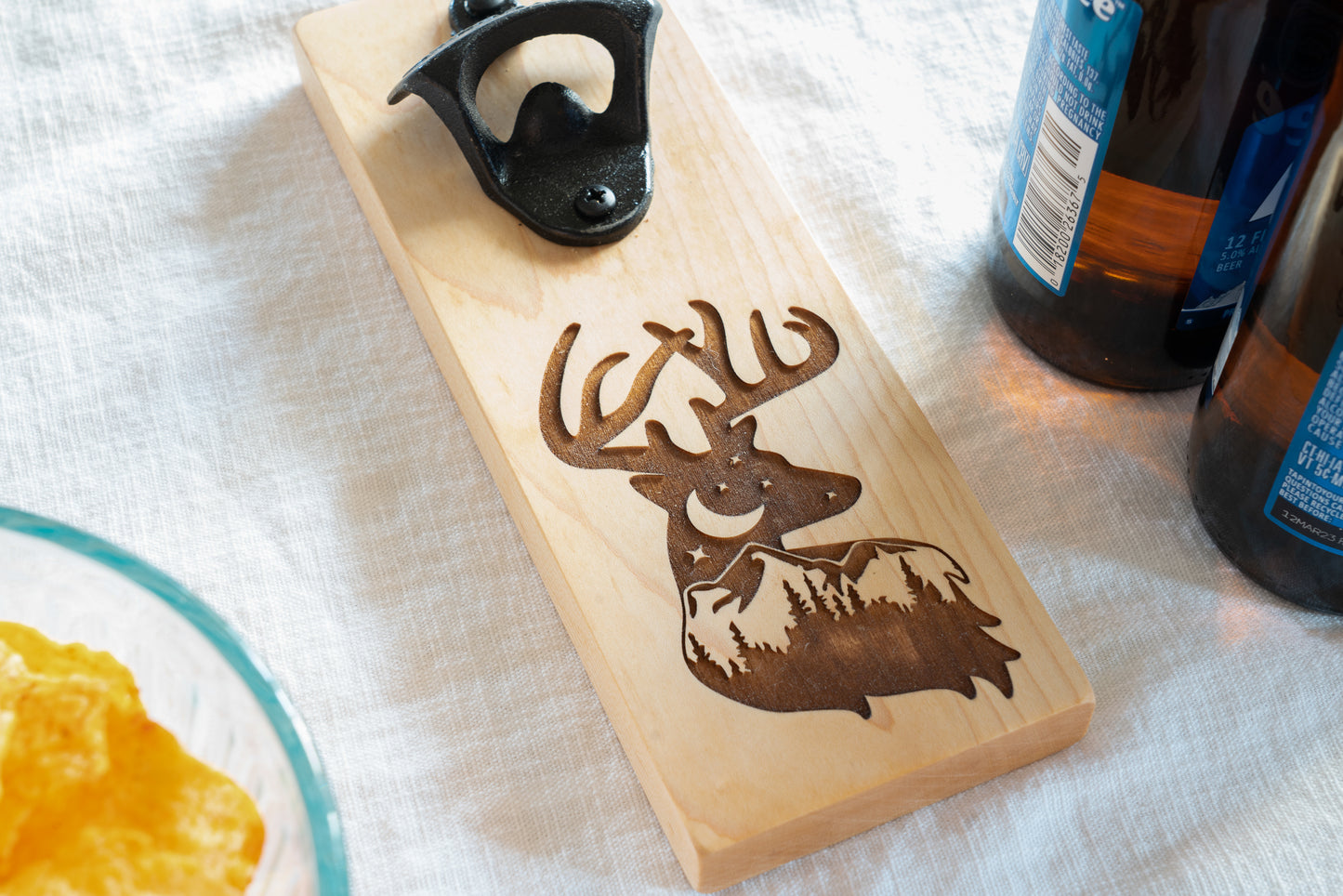 Deer Bottle Opener on Maple