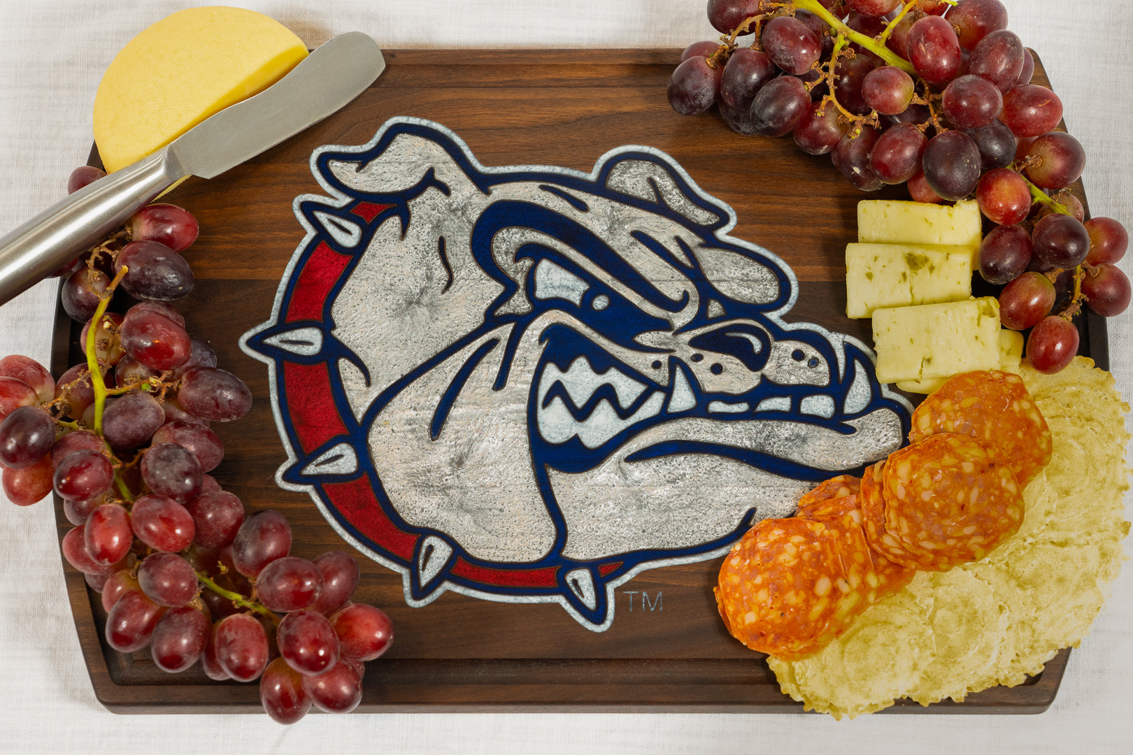 Gonzaga University Cheese Board with Bulldog Logo