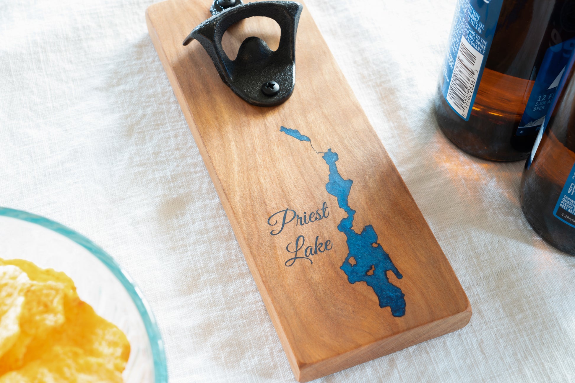 Cherry Bottle Opener with Epoxy Filled Priest lake